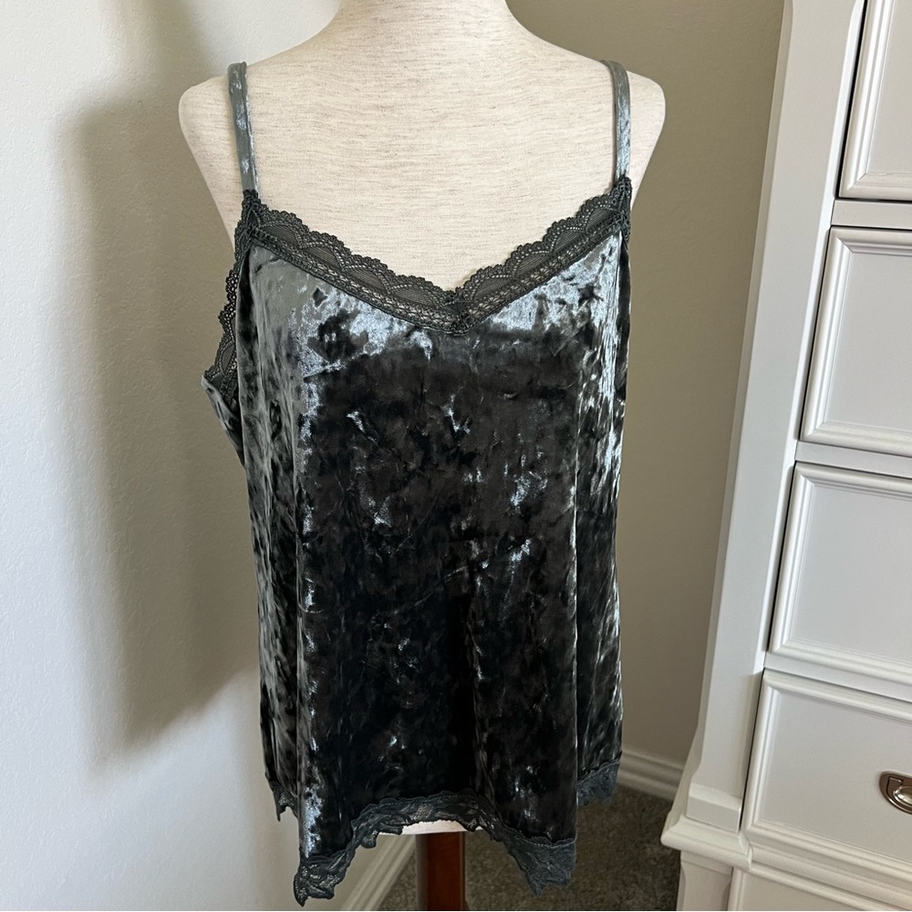 Gray Crushed Velvet Cami
